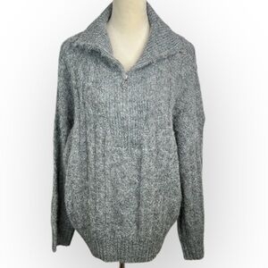 Topshop Gray Oversized Cable Knit Pullover Sweater Very Soft Size S 4-6 Flawed